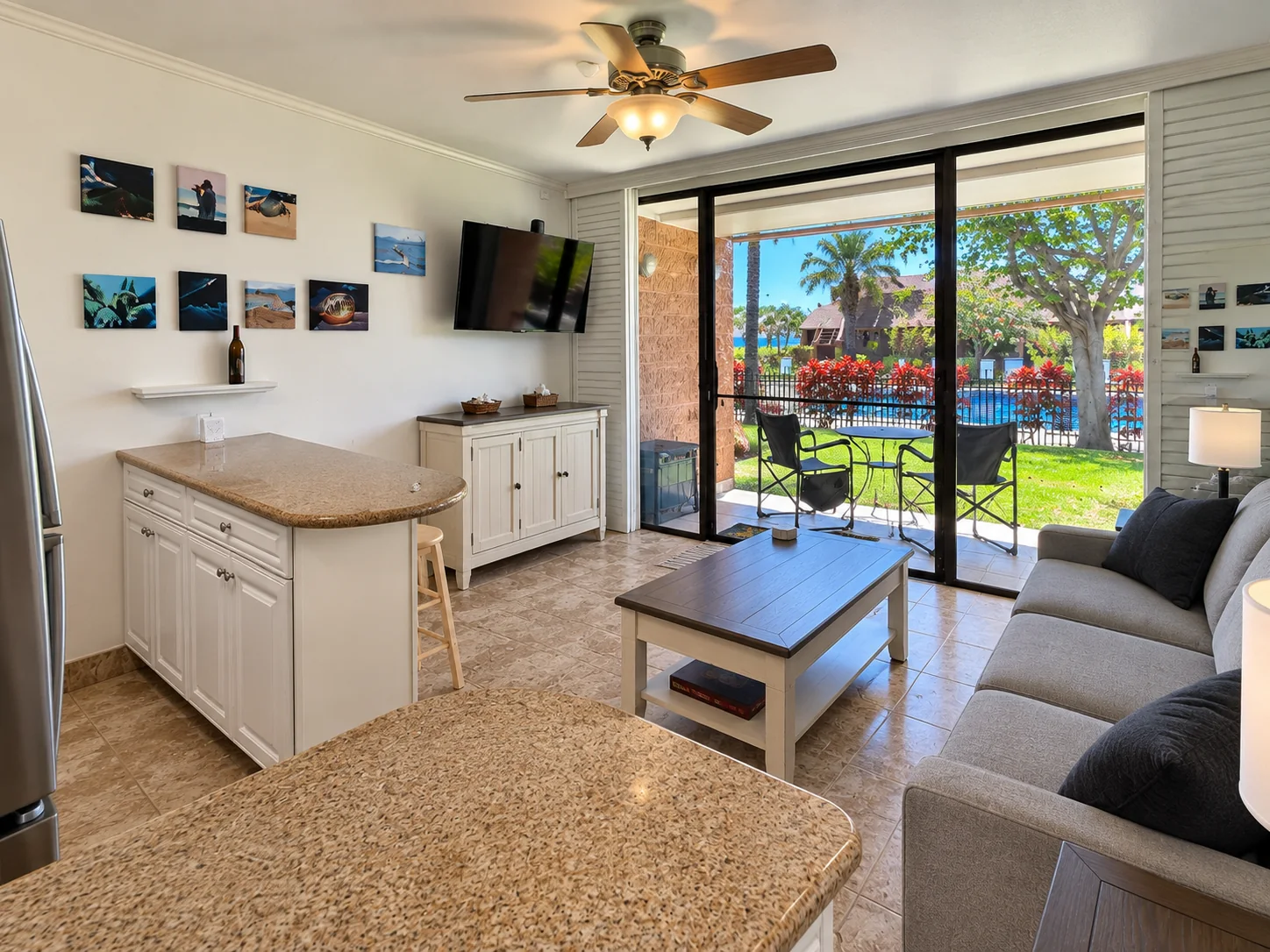 Interior, lanai and pool view